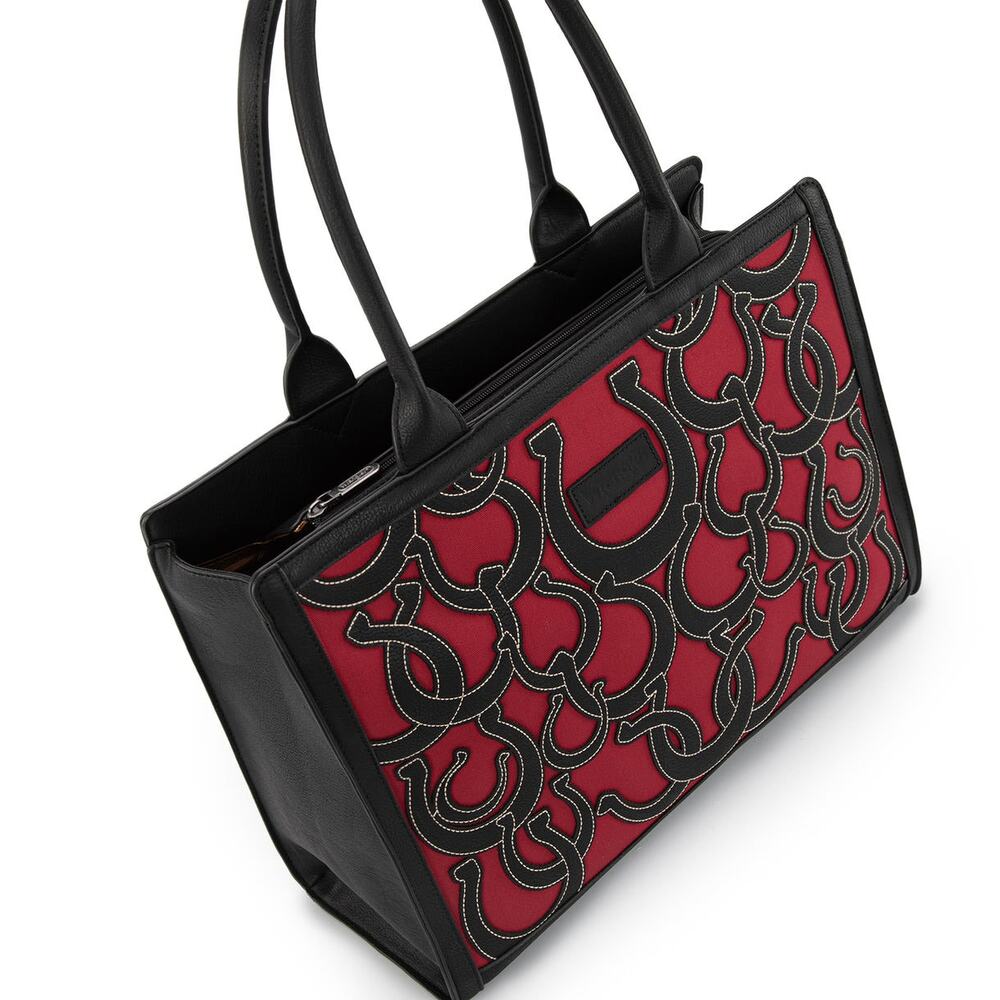 Wrangler Horseshoe Cutout Carry-All Large Tote Bag - Red - Picture 3 of 6